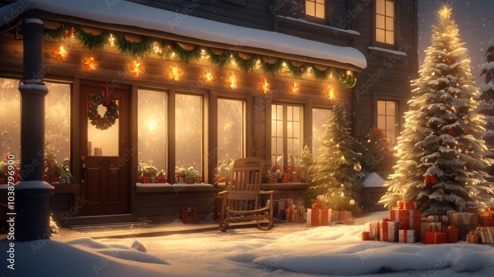 Fototapeta premium Winter Festive Holiday, Christmas Outdoor Home Decoration V2
