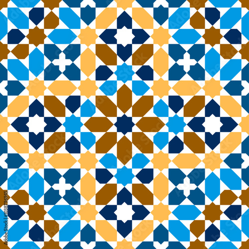 Seamless geometric ornament based on traditional islamic art.Zellij tile
