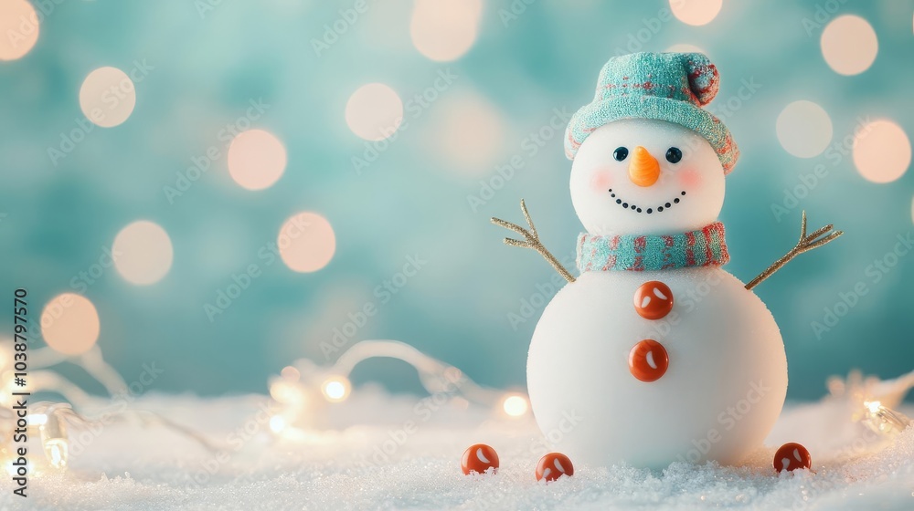 Snowman with candy buttons and a carrot nose, playful holiday fun Snowman with candy buttons and a carrot nose, playful holiday fun