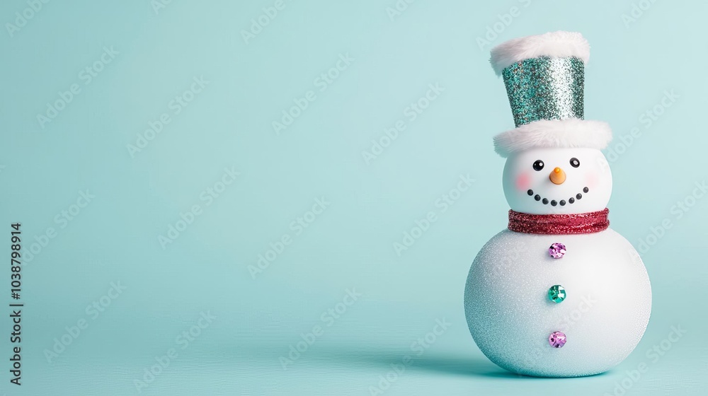 Snowman with glittering buttons and a festive top hat, ready for Christmas Snowman with glittering buttons and a festive top hat, ready for Christmas