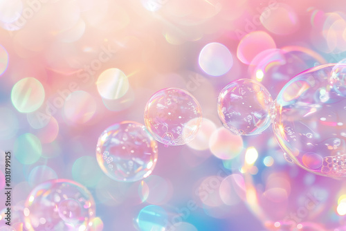 A colorful background with a series of bubbles in various sizes