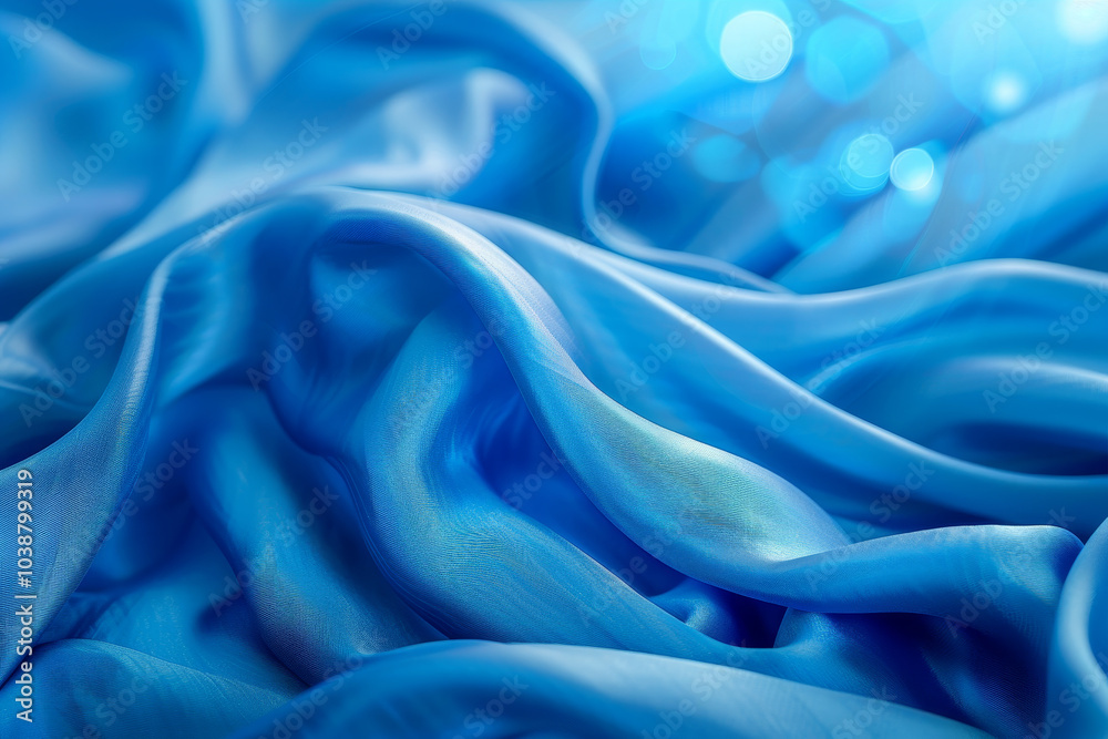 Fototapeta premium A blue fabric with a pattern of waves