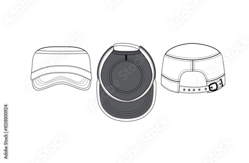 editable cap sketches in Adobe Illustrator offers designers flexibility and precision when developing headwear designs. These sketches allow for easy modification of all shapes, including the crown, b