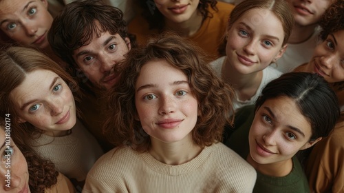 Close-Up Portrait of Playful Young Friends in Informal Gathering, Lighthearted and Intimate Scene with Curly Brown-Haired Woman, Warm Tones and Soft Lighting