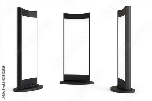 3D model of a curved display panel on white background photo