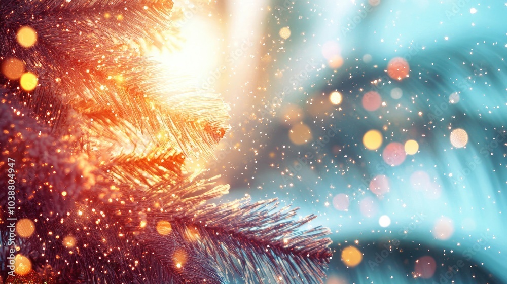 Festive Christmas Tree Glowing With Lights in a Tropical Paradise Generative AI Festive Christmas Tree Glowing With Lights in a Tropical Paradise Generative AI