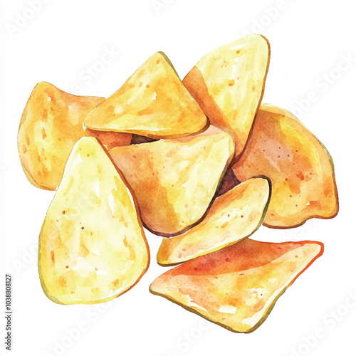 Chips watercolor clipart illustration