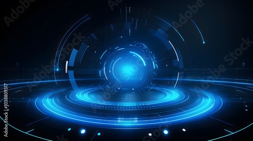 blue Abstract technology background circles digital hi-tech technology design background. concept innovation. vector illustration