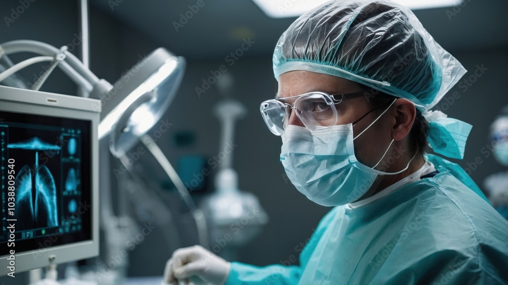 A doctor wearing a mask, embodying professionalism and care in a medical setting, focused on providing healthcare and ensuring patient safety A doctor wearing a mask, embodying professionalism and care in a medical setting, focused on providing healthcare and ensuring patient safety