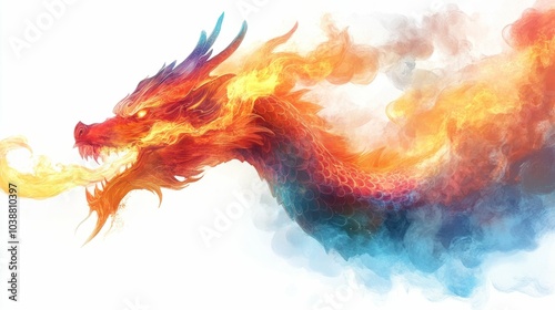 Illustration for a cloud shaped like a dragon breathing fire