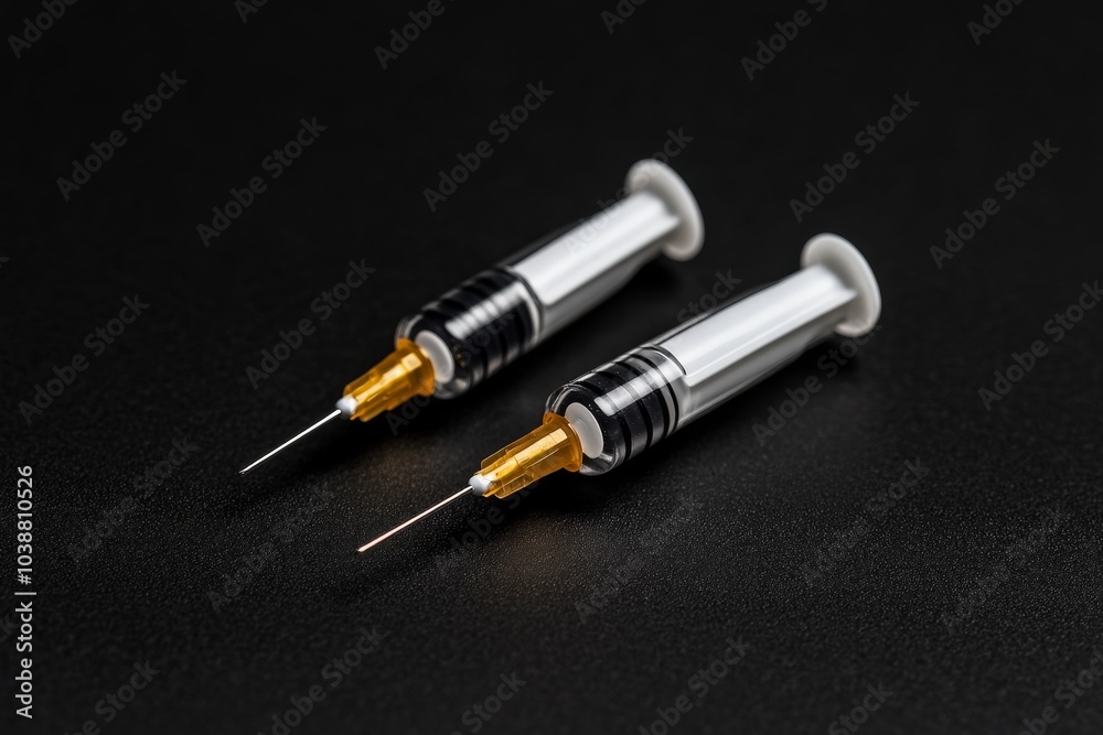 Minimalist vaccine syringe in simple black and white, with clean lines and a modern design Minimalist vaccine syringe in simple black and white, with clean lines and a modern design