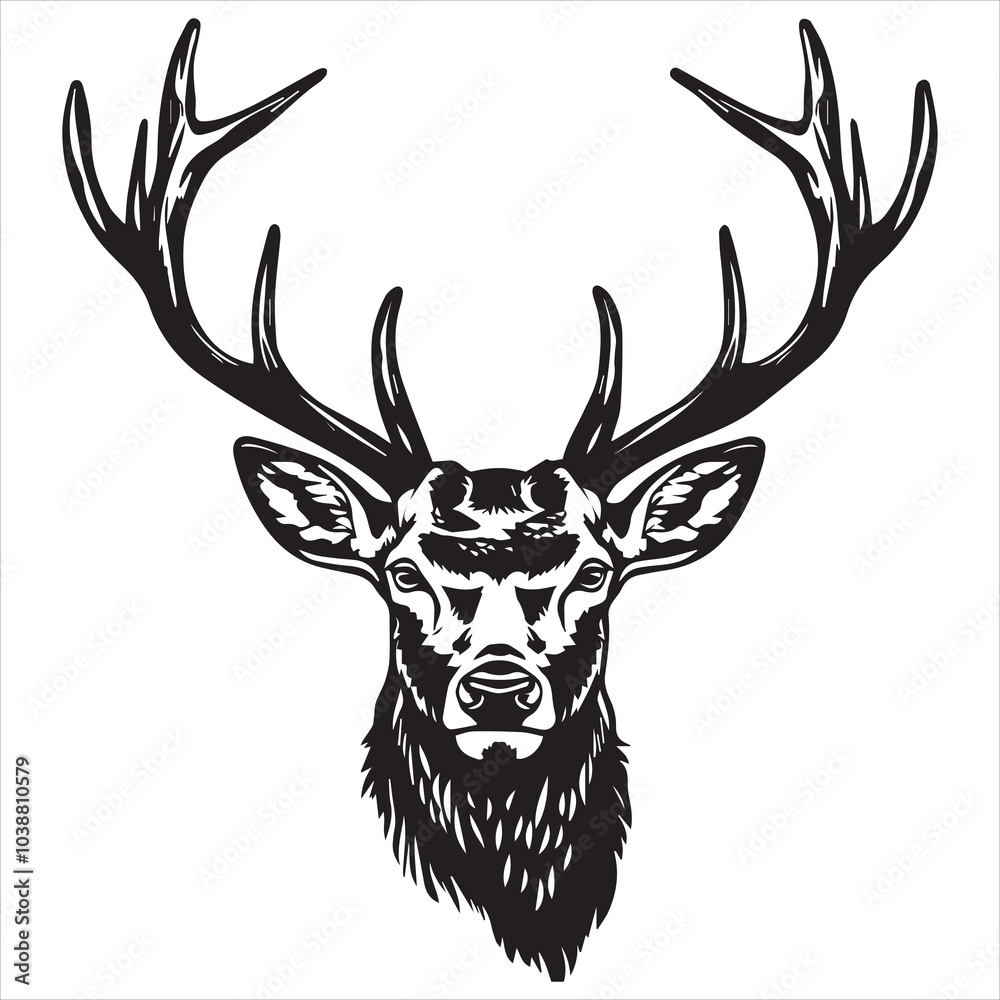 Fototapeta premium Deer head design vector on gray background. Deer animal icon vector illustration.