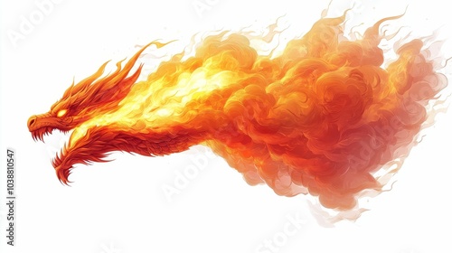 Illustration for a cloud shaped like a dragon breathing fire
