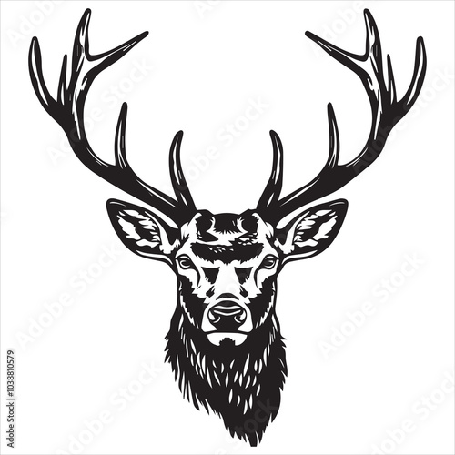 Deer head design vector on gray background. Deer animal icon vector illustration.


