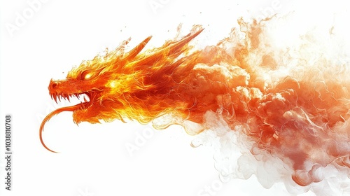 Illustration for a cloud shaped like a dragon breathing fire