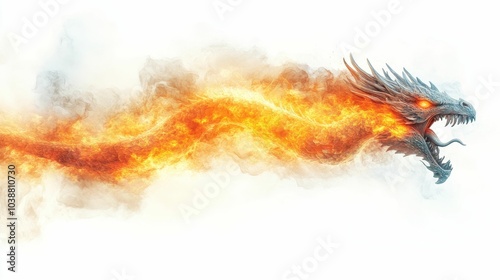 Illustration for a cloud shaped like a dragon breathing fire