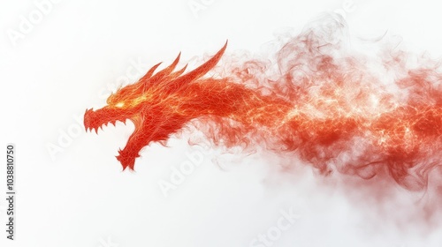Illustration for a cloud shaped like a dragon breathing fire