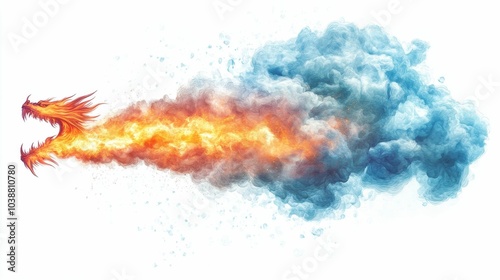 Illustration for a cloud shaped like a dragon breathing fire