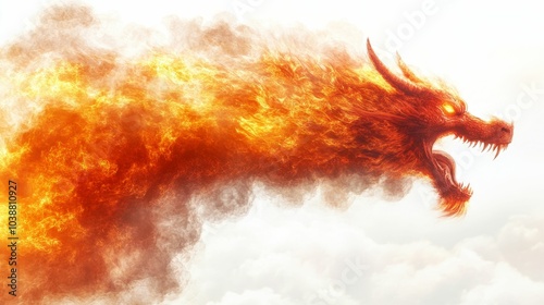 Illustration for a cloud shaped like a dragon breathing fire