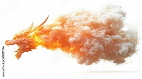Illustration for a cloud shaped like a dragon breathing fire