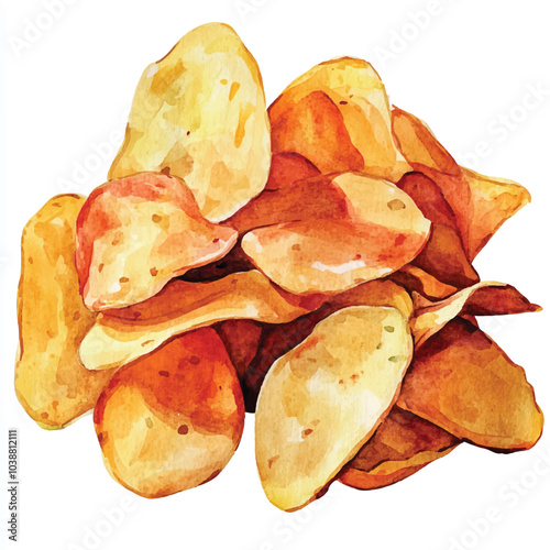 Chips watercolor clipart illustration