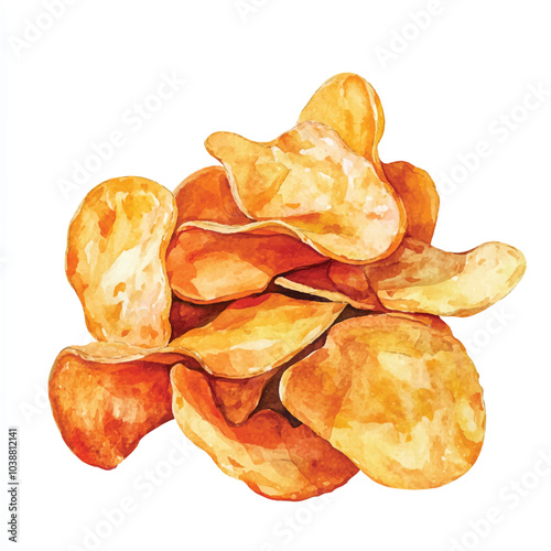 Chips watercolor clipart illustration