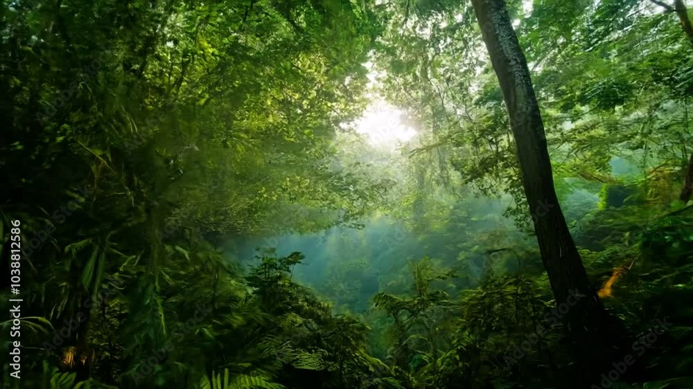 Drone view of  Tropical forest interior. Nature background of a rainforest,  zoom in. slow motion. 4K video