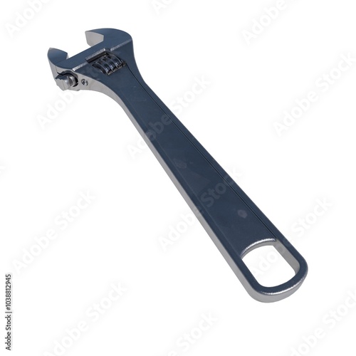 Adjustable wrench on a white background. Construction tool. 3d rendering.