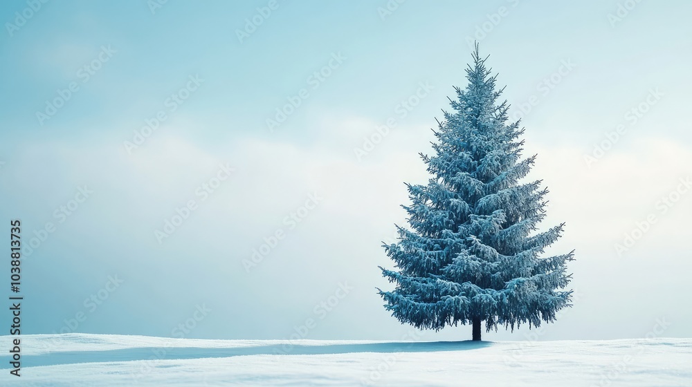 Fototapeta premium Beautifully Decorated Christmas Tree Under a Blue Sky Generative AI