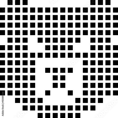 Aggressive Bear Face dotted Pixel Style Isolated on White background Vector illustration.