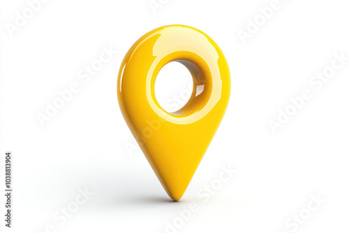 Free Download Yellow pin with a hole against a white background, casting a shadow. - GFXLoad
