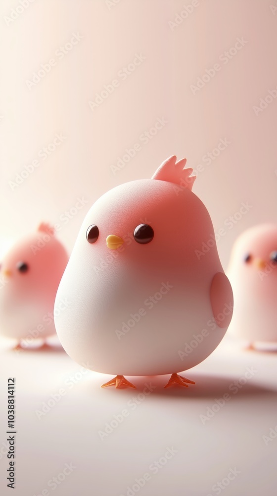 Cartoon birds in pastel colors with round shapes and gentle expressions, representing innocence and charm. Cartoon birds in pastel colors with round shapes and gentle expressions, representing innocence and charm.