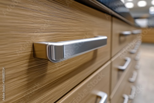 Aluminum handled sliding lockers for bathroom and kitchen cabinets made from particleboard with a selective focus on cabinetry