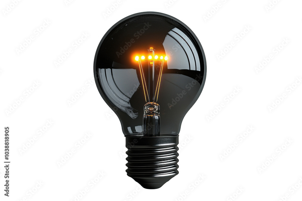 Black LED bulb isolated on transparent background, png file, no background png file
