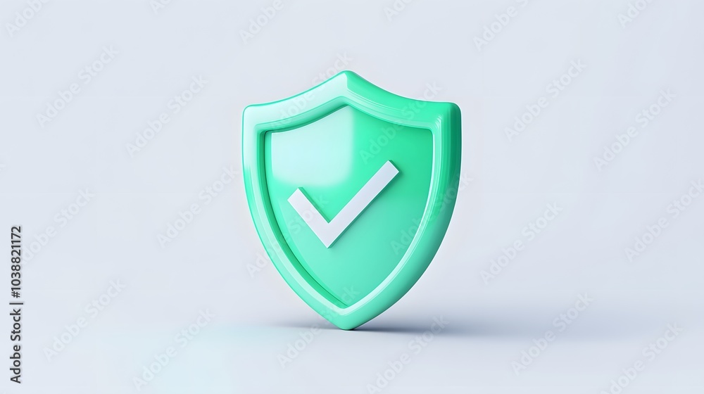 cartoon 3d Icon safety shield check mark perspective . green symbol security safety icon. Checkmark in minimalistic style. 3d vector illustration. white background cartoon 3d Icon safety shield check mark perspective . green symbol security safety icon. Checkmark in minimalistic style. 3d vector illustration. white background