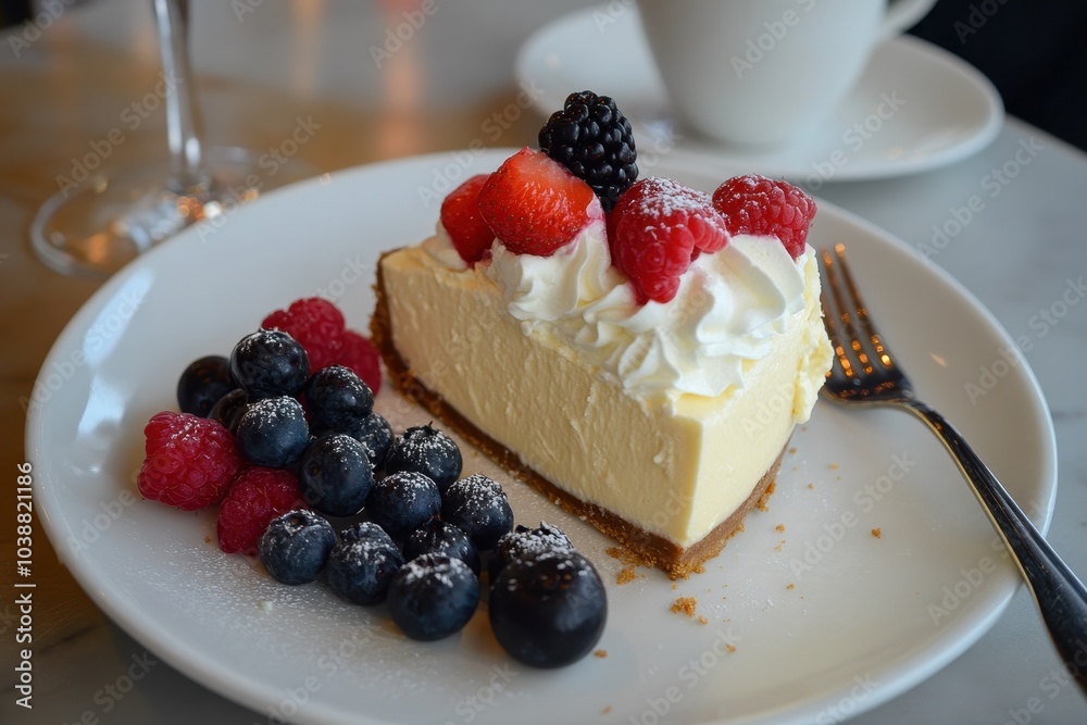 Berry topped cheesecake with whipped cream and coffee Hechtel Eksel Limburg Berry topped cheesecake with whipped cream and coffee Hechtel Eksel Limburg