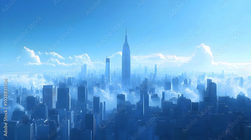 Obraz premium Iconic Metropolis with Towering Skyscrapers in a Thriving Urban Landscape