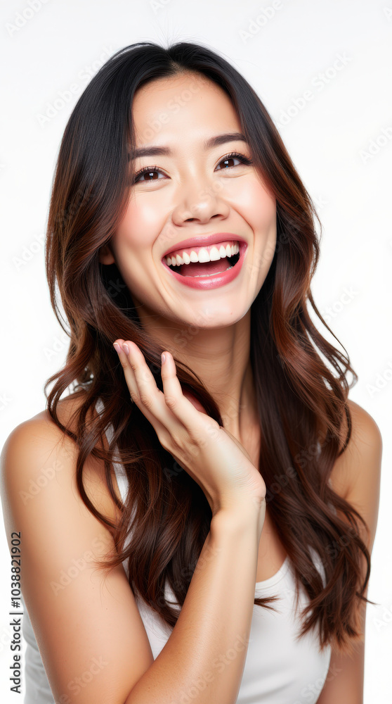 Excited Asian Person Expressing Joy on a Vibrant White Background – Enthusiastic Portrait for Emotions, Celebrations, and Marketing Campaigns Excited Asian Person Expressing Joy on a Vibrant White Background – Enthusiastic Portrait for Emotions, Celebrations, and Marketing Campaigns