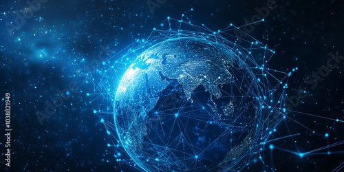 Digital Earth with Network Data Connections, Data connectivity Globe Signals