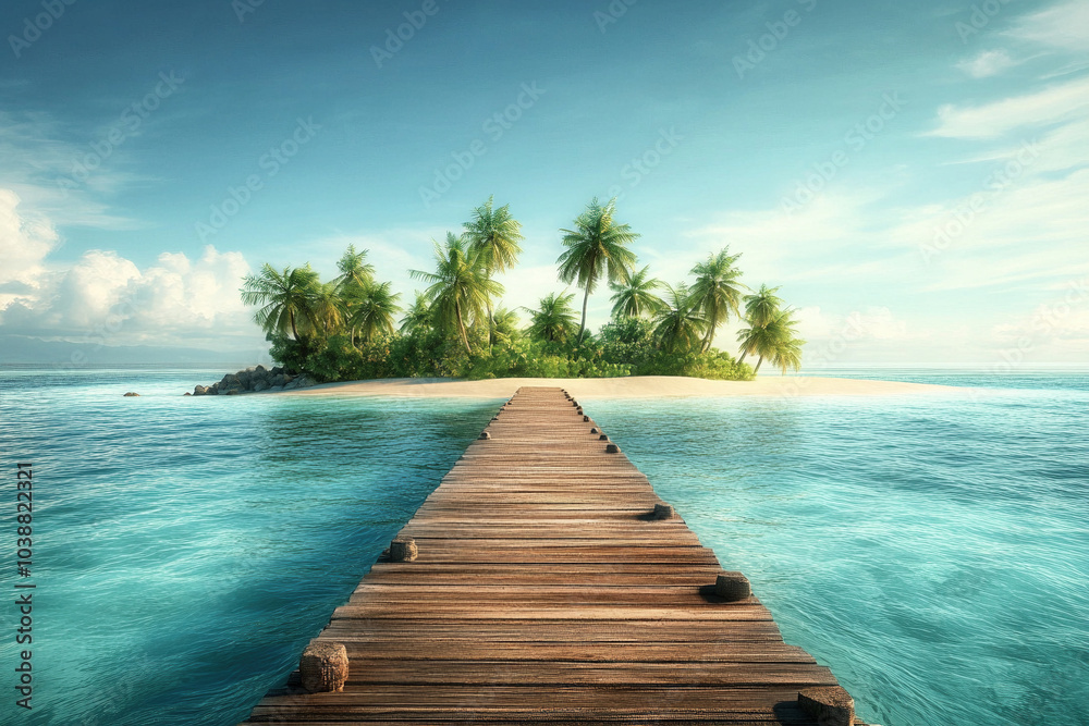 Fototapeta premium beach with wooden pier
