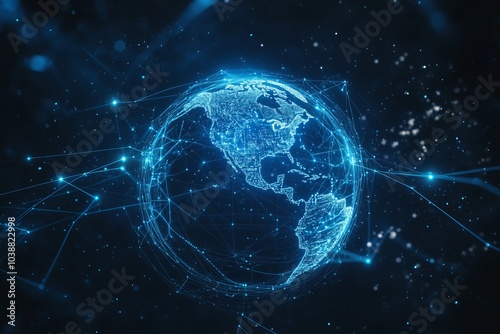 Digital Earth with Network Data Connections, Data connectivity Globe Signals