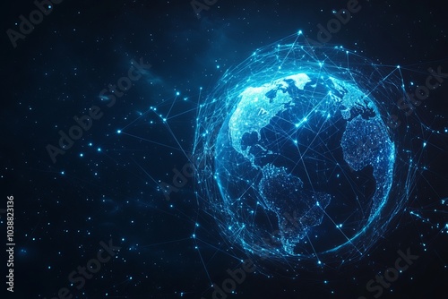 Digital Earth with Network Data Connections, Data connectivity Globe Signals