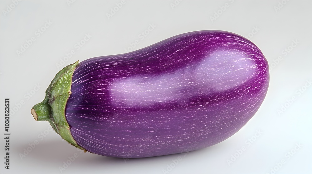 Vibrant Purple Eggplant on Minimalist White Background Vibrant Purple Eggplant on Minimalist White Background