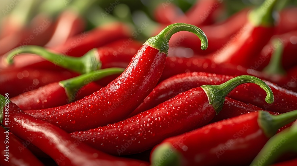 Vibrant Red Chili Peppers in Full Depth of Field Vibrant Red Chili Peppers in Full Depth of Field