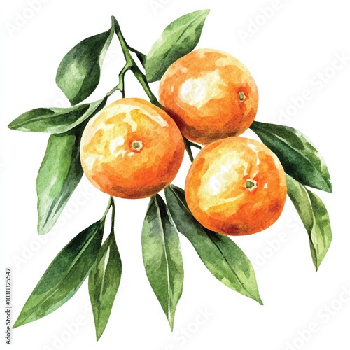 Clementine fruit watercolor clipart illustration