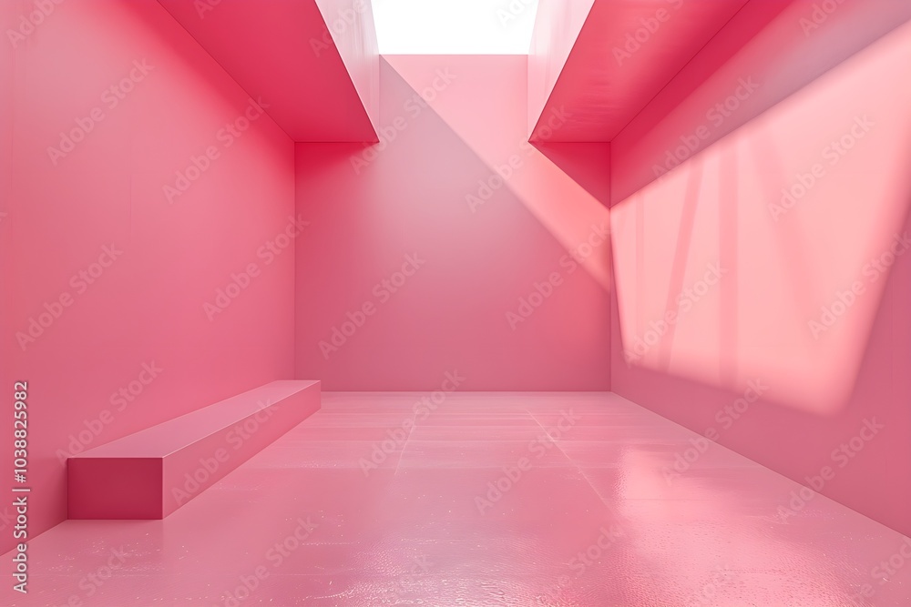A room with pink walls and a skylight A room with pink walls and a skylight