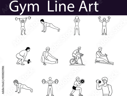 Gym Line Art Illustrations Of Exercise Routines