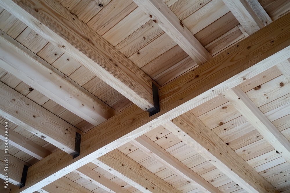 Ceiling beams of a house being built Ceiling beams of a house being built