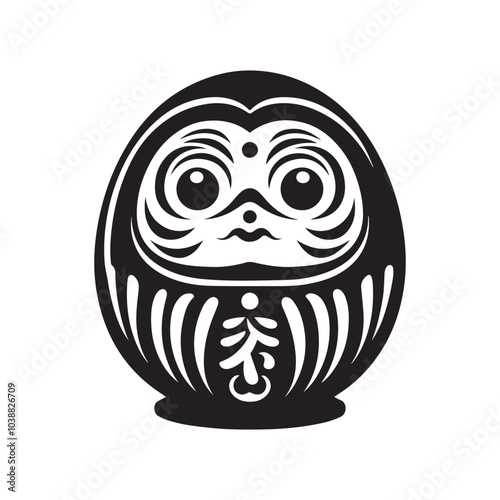 Daruma Silhouette Vector Illustration - Iconic Japanese Culture Graphics