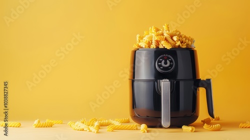 Compact air fryer with touch control isolated on white background photo